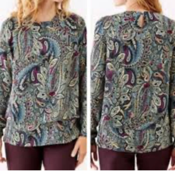 J.Jill paisley multi tiered blouse.‎ Never worn . - Picture 1 of 6
